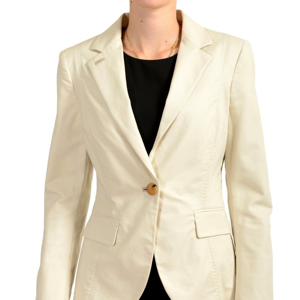 Ballantyne Women's Beige One Button Blazer US M IT 42